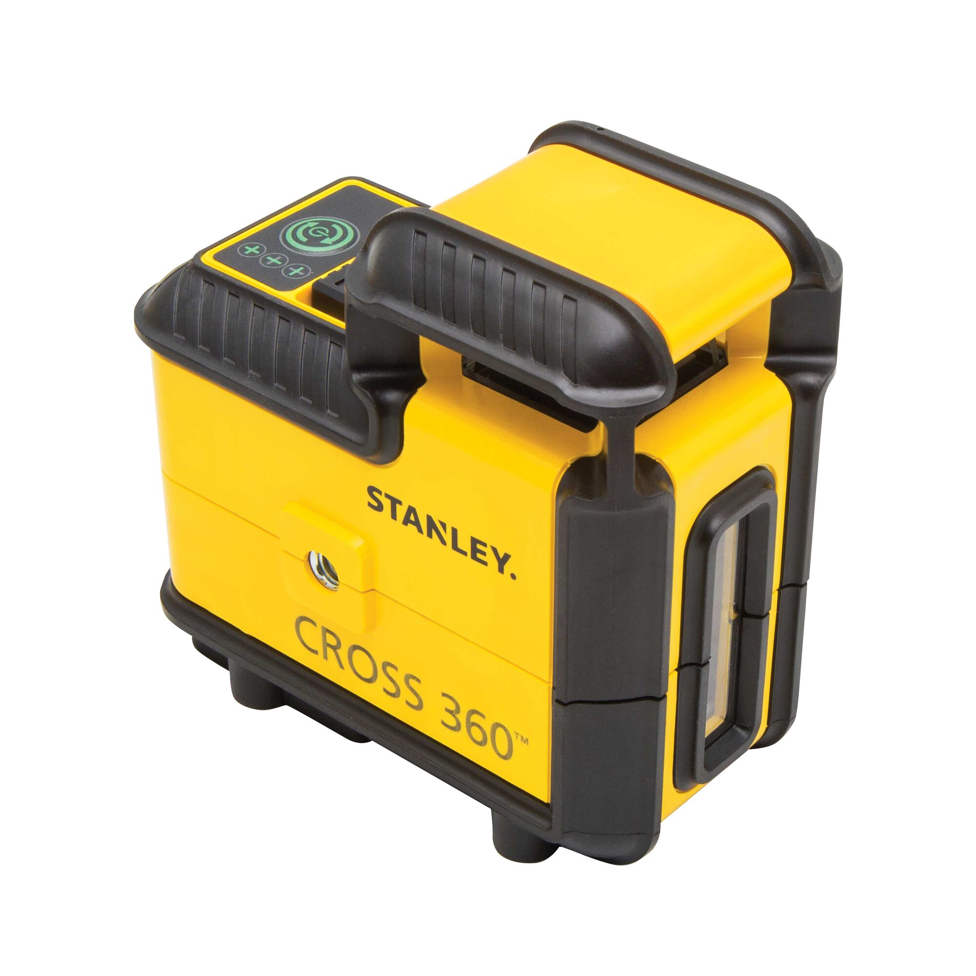 gelb/schwarz Stanley STHT77502-1 Kreuz-un CROSS90 kompakter Linienlaser, mit roter Diode, selbstnivellierend, Laserklasse 2, inkl. Wandhalterung, 2x Batterien und Transporttasche, 1,5 V 